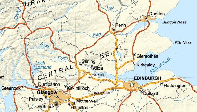 Karte Glasgow-Edinburgh